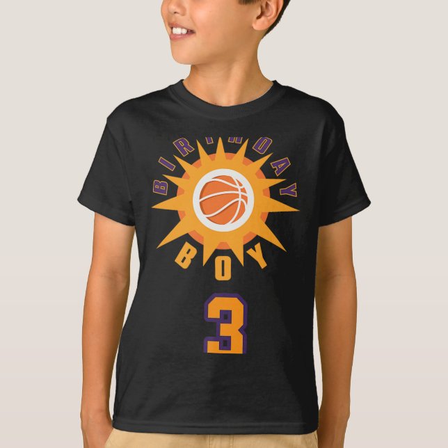 Orange Basketboll med solljus 3 år gammal Birthda T Shirt (Framsida)