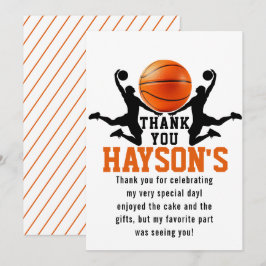orange basketboll Pojke 5-års födelsedagsfest Tack Kort