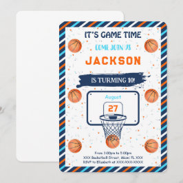 Orange basketfödelsedagsinbjudan inbjudningar