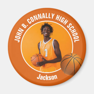 Orange Basketspelare Gymnasieskola Foto Magnet