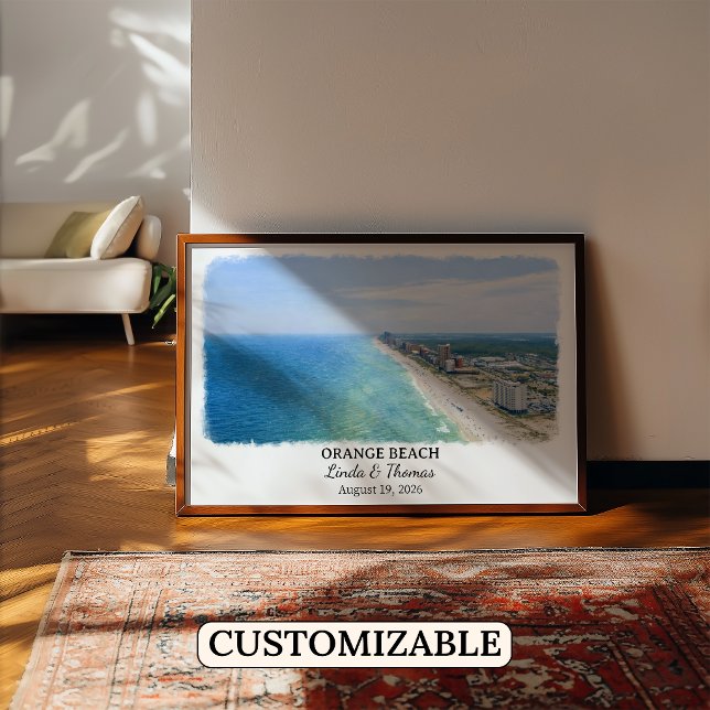 Orange Beach Alabama Affisch, Akvarell, Anpassad Poster (Skapare uppladdad)