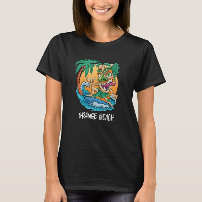 Orange Beach Alabama Surfing Tiki Beach Vacation M T Shirt (Framsida)