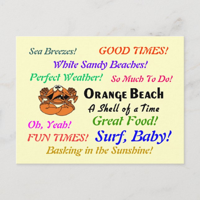Orange Beach Alabama Vykort (Framsida)