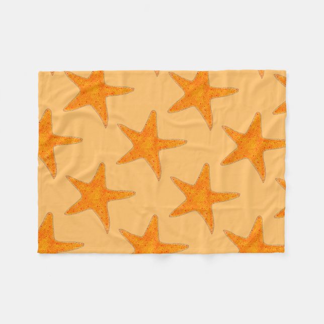 Orange Beach Ocean Starfish Star Fish Marine Life Fleecefilt (Framsidan (Horisontell))