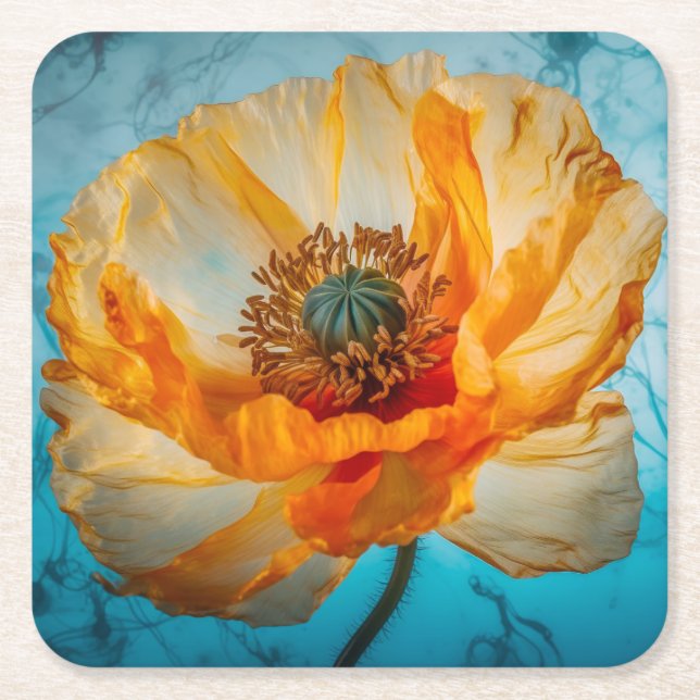 Orange Beauty  Underlägg Papper Kvadrat (Framsidan)