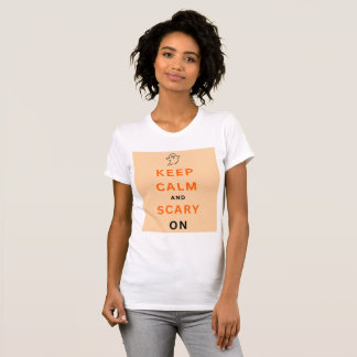 Orange Behålla Lugn och scenario på text Halloween T Shirt