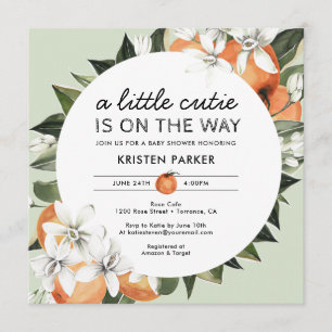 Orange Behandlade Little Cutie Baby Shower Inbjudningar