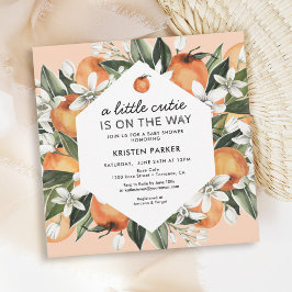 Orange Behandlade Little Cutie Baby Shower Inbjudningar
