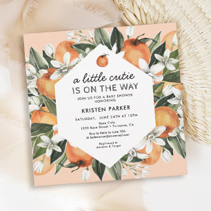 Orange Behandlade Little Cutie Baby Shower Inbjudningar