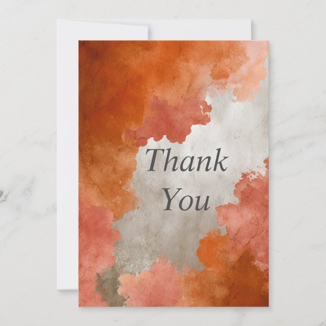 Orange & Beige Abstract Thank You Card Inbjudningar (Framsida)