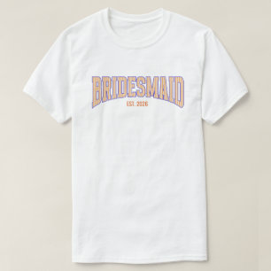 Orange + Beige Randig Navy BRUDJUNGFRU Senterfest T Shirt