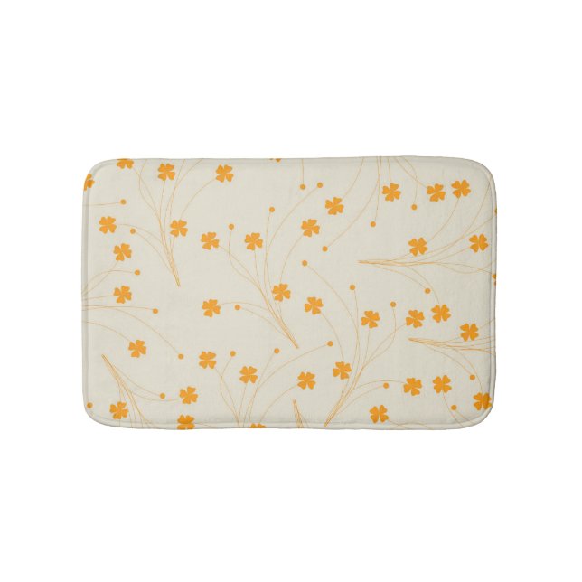Orange Beige Retro Y2K 1970-tals Blommönster Badrumsmatta (Framsidan)