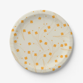 Orange Beige Retro Y2K 70s Flower Mönster