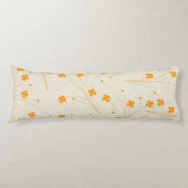Orange Beige Retro Y2K 70s Flower Mönster Kroppskudde