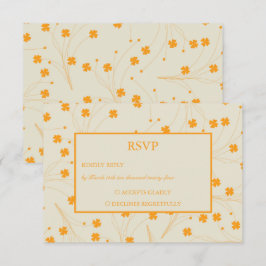 Orange Beige Retro Y2K 70s Flower Mönster OSA Kort