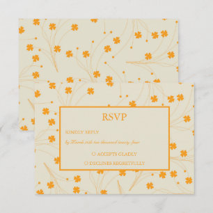 Orange Beige Retro Y2K 70s Flower Mönster OSA Kort