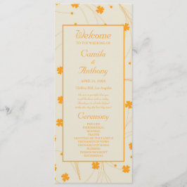 Orange Beige Retro Y2K 70s Flower Mönster Program