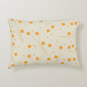 Orange Beige Retro Y2K 70s Flower Mönster Prydnadskudde