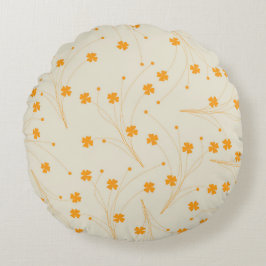 Orange Beige Retro Y2K 70s Flower Mönster Rund Kudde