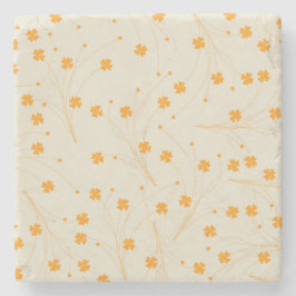 Orange Beige Retro Y2K 70s Flower Mönster Stenunderlägg