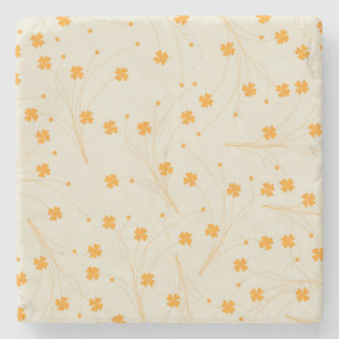 Orange Beige Retro Y2K 70s Flower Mönster Stenunderlägg