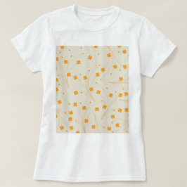 Orange Beige Retro Y2K 70s Flower Mönster T Shirt