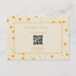 Orange Beige Retro Y2K 70s Flower Mönster Tilläggskort