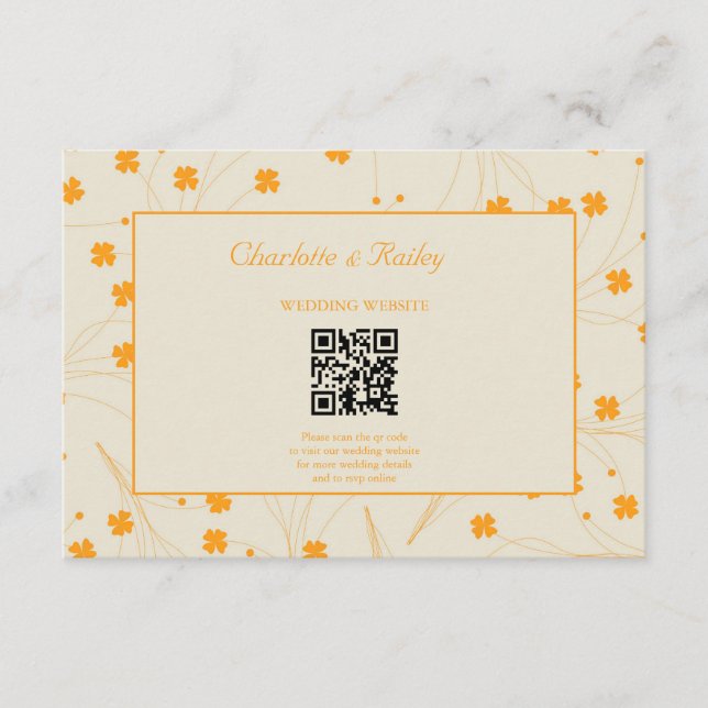 Orange Beige Retro Y2K 70s Flower Mönster Tilläggskort (Framsida)