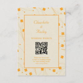 Orange Beige Retro Y2K 70s Flower Mönster Tilläggskort