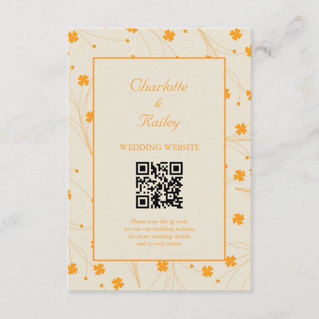 Orange Beige Retro Y2K 70s Flower Mönster Tilläggskort (Framsida)