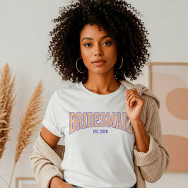 Orange + Beige Stripe Navy BRIDESMAID Bachelorette T Shirt