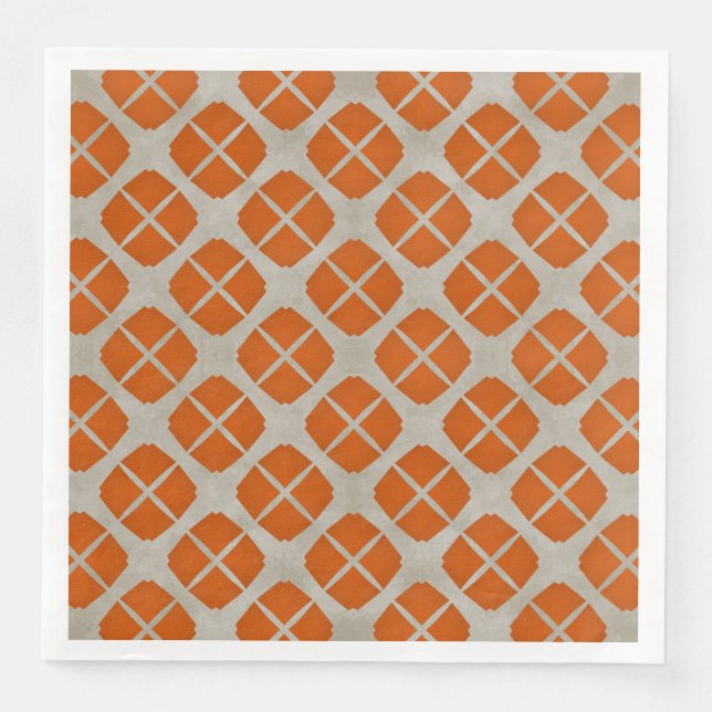 Orange, Beige, Taupe Mid Century Modern Mönster Pappersservett (Framsida)
