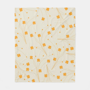 Orange Beige Tropical Blommigt Botanical Summer Fleecefilt