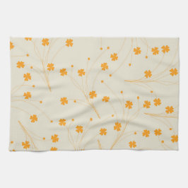 Orange Beige Tropical Blommigt Botanical Summer Kökshandduk