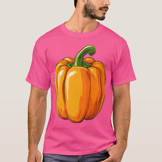 Orange Bell Pepper Retro-Vintage T Shirt (Framsida)