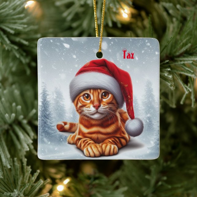 Orange Bengal Cat-julprydnad Julgransprydnad Keramik (Träd)