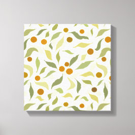Orange Berries och Löv på kreme - mönster. Canvastryck