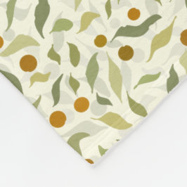 Orange Berries och Löv på kreme - mönster. Fleecefilt