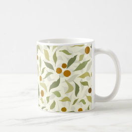 Orange Berries och Löv på kreme - mönster. Kaffemugg