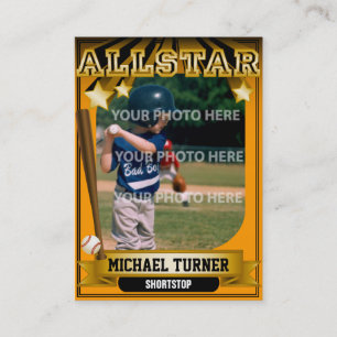 Orange beställnings- baseballkort för ALLSTAR Visitkort