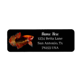 Orange Betta Fighting Fish Return Address Returadress Etikett