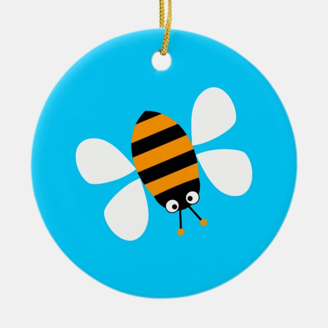 Orange bi julgransprydnad keramik (Framsidan)