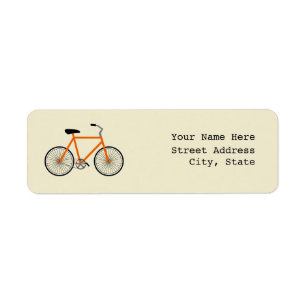 Orange Bicycle Address Label Returadress Etikett