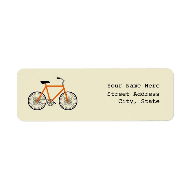Orange Bicycle Address Label Returadress Etikett (Framsidan)