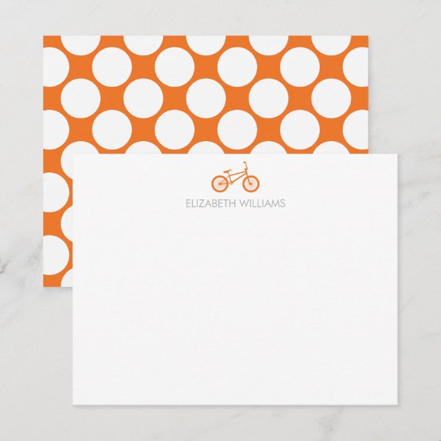 Orange Bicycle and Large Dots Note Cards Inbjudningar (Fram/baksida)
