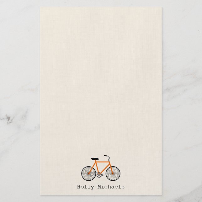 Orange Bicycle Personlig Stationery Brevpapper (Framsida)