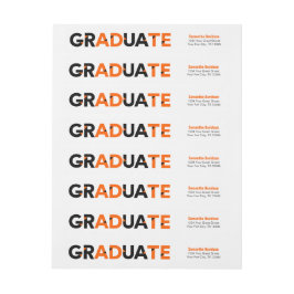 Orange Big Bold Vinkel-cut Brev Studenten Etikettband