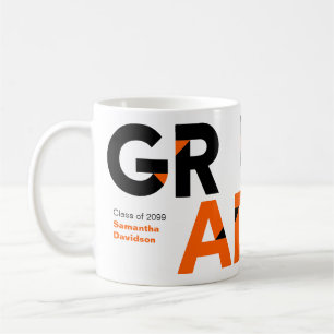 Orange Big Bold Vinkel-cut Brev Studenten Kaffemugg