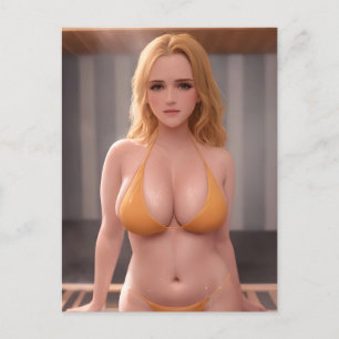 Orange Bikini AI Fantasy Woman Vykort