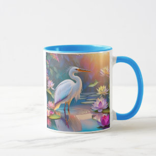 Orange Billed White Heron Fantasy Bird Mugg